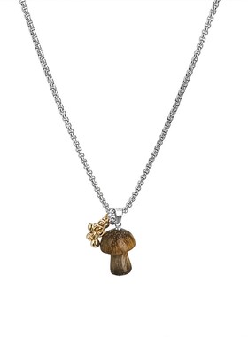 秋冬蘑菇虎眼石吊坠项链女2024新款长款毛衣链简约百搭卫衣链配饰