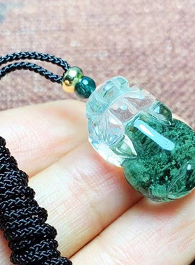 捡漏天然彩幽灵貔貅吊坠红绿紫白幽灵聚宝盆水晶吊坠雕刻件