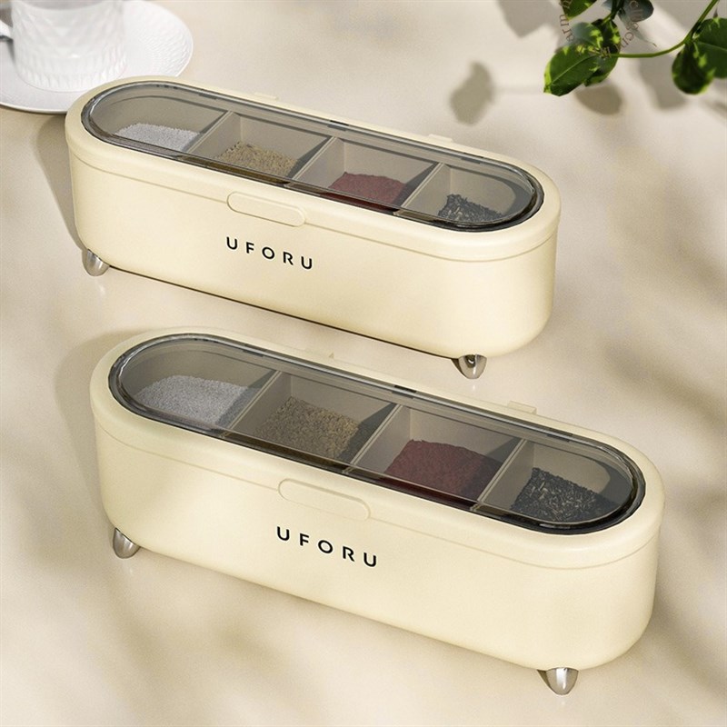 New year's new seasoning box kitchen household multi-grid integrated seasoning condiment fresh-keeping container MSG salt box