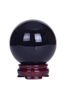 天然黑球摆件家居客厅卧室书房桌面原石