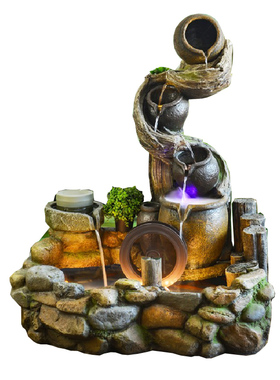 假山流水喷泉水轮庭外花装林户室院鱼池阳台园饰会所大型景观落地