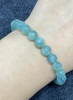 天然绿蓝晶手链女款单圈时尚小清新简约水晶手串饰品礼物百搭串珠