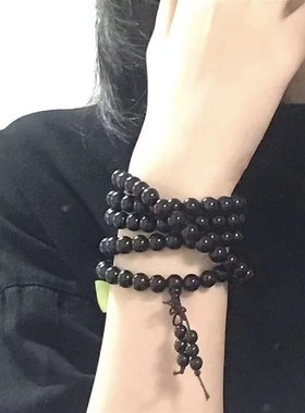 黑檀木质手串8mm108颗念珠男女新中式国风手串情侣礼物古风手链