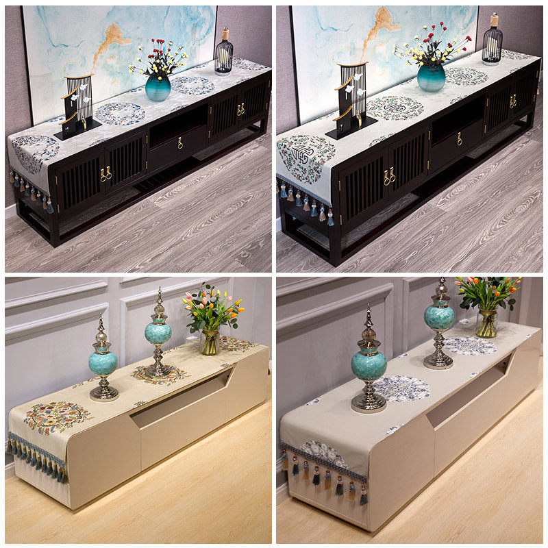 新中式布艺电视柜盖布桌布现简约中式中国风防尘罩茶几盖巾,淘宝优惠券,粉丝福利购,淘宝优惠卷