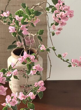 花瓶陶瓷情绪稳定花器复古粉花裂纹花盆水培插花装饰摆件