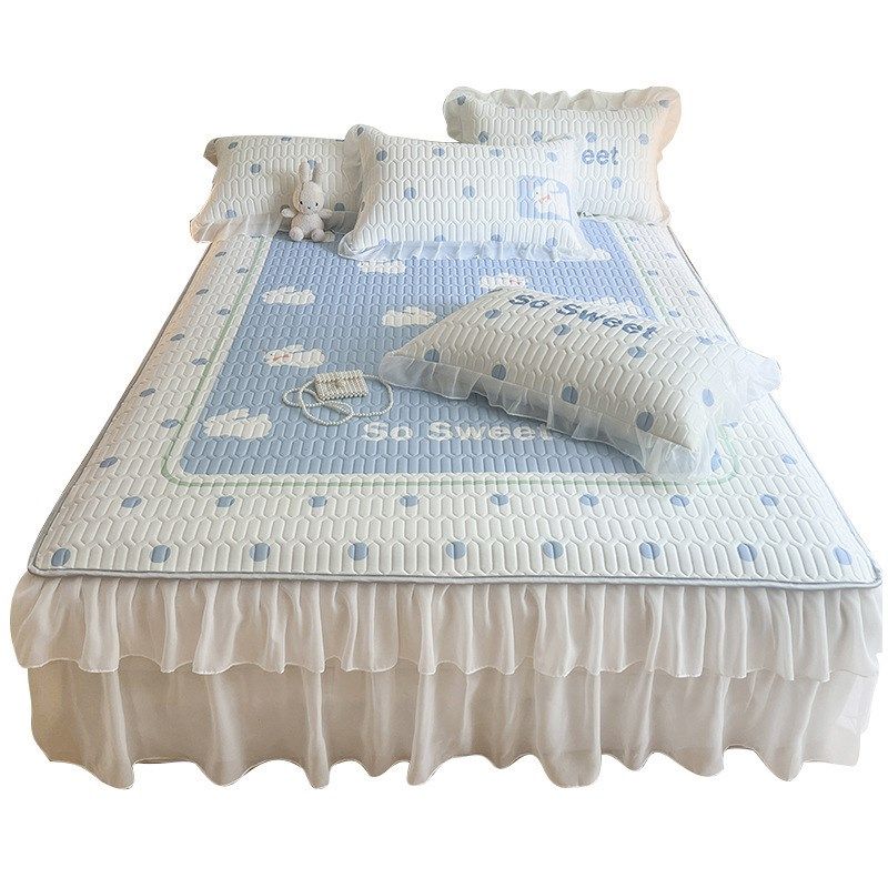 夏季A类公主风乳胶凉席床裙可机水洗冰丝床单软席床席,淘宝优惠券,粉丝福利购,淘宝优惠卷