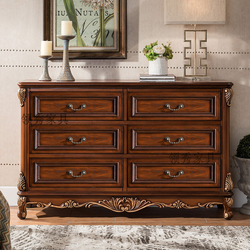 乡村复古实木斗柜收纳柜轻奢卧室欧式五斗柜玄关柜客厅彩绘,淘宝优惠券,粉丝福利购,淘宝优惠卷