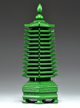 绿色桃木雕刻13层文昌塔摆件木质十三层九层文昌塔客厅书桌工艺品