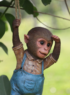 户件创意动物仿真树脂小猴子摆件花园装饰猩猩