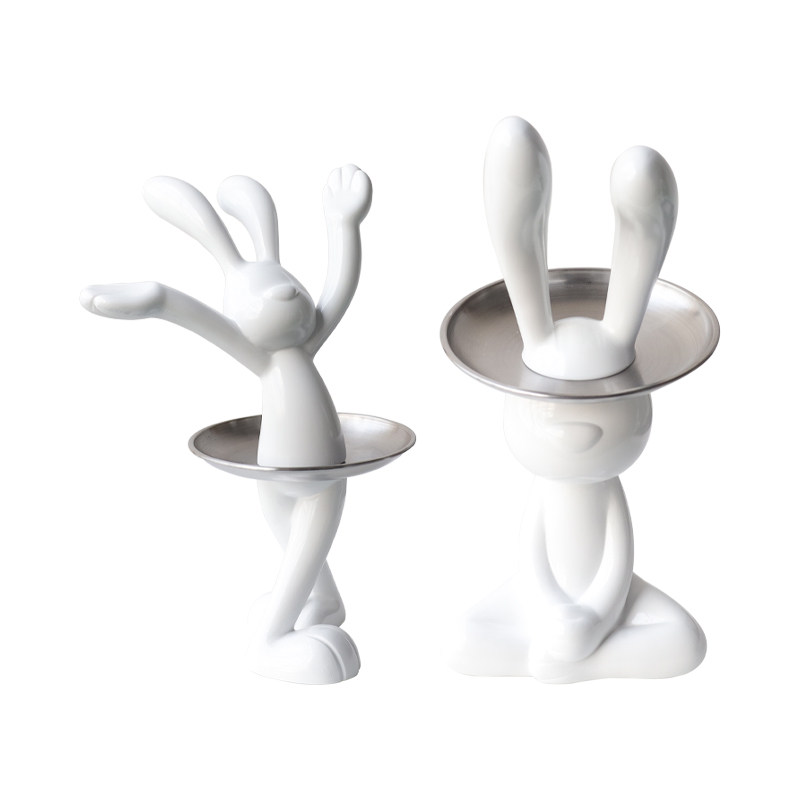 可爱电视柜玄关入户钥匙收纳托盘兔子摆件样板房客厅桌面装饰,淘宝优惠券,粉丝福利购,淘宝优惠卷