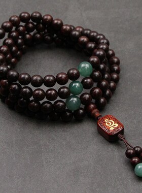 佛珠戴脖子的天然黑檀木文玩挂件男女手串装饰项链百搭文艺手链新