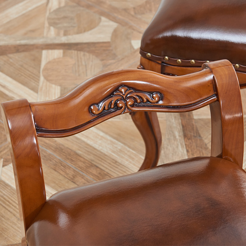 欧式小靠背餐椅实木餐桌椅法式茶台皮艺椅子餐厅家具组合公主书椅,淘宝优惠券,粉丝福利购,淘宝优惠卷