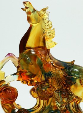 老板办公室背景柜桌子摆件高端大气上档次琉璃装饰工艺品马招财