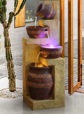 大型欧式室内喷泉流水景摆件设客厅加湿器创意阳台庭院鱼缸轮