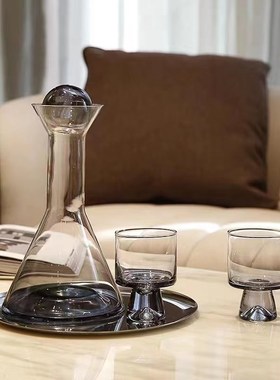 现轻奢玻璃器具摆件桌板间客厅茶几样面醒酒酒套装组合软装饰品