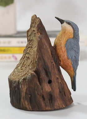 欧感叫厅玄关小鸟摆件创意仿真动物影控式应鸟门器客厅店面装饰