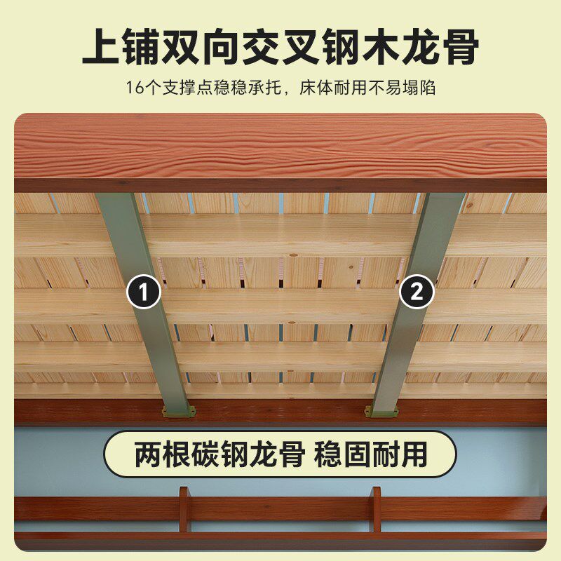 富繁子母床加粗实木上下床双人二层上下铺高低床小户型组合儿童床,淘宝优惠券,粉丝福利购,淘宝优惠卷