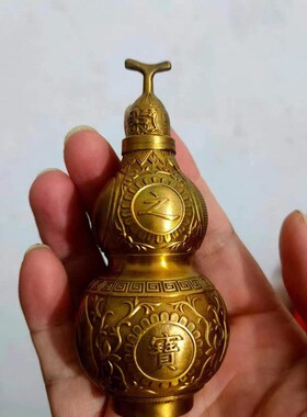 铜葫芦摆件客厅玄关招财摆设床头朝西夫妻横梁天斩书房