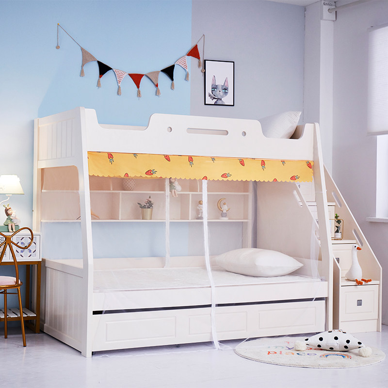 门拉链蚊帐子母床梯柜层上下铺带书架磁吸门防尘文帐1.2m1.,淘宝优惠券,粉丝福利购,淘宝优惠卷