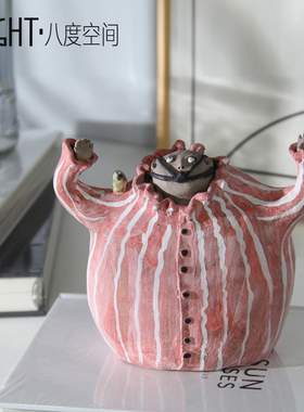 手工陶艺陶瓷人物摆件网红家居饰品饰童房童色装儿品