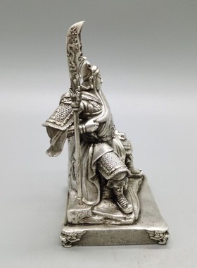 白铜关帝爷小摆件铜雕车摆饰仿古铜艺古玩铜器人雕像