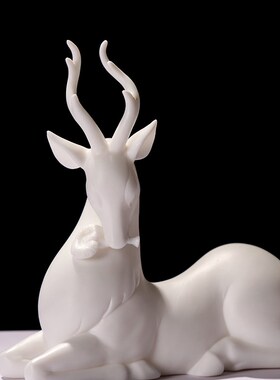 德化陶瓷茶摆件中居客厅鹿几桌面装饰家式纯手工小鹿