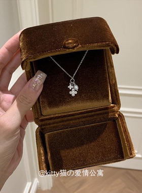 S925纯银四叶草珍珠锁骨链礼物