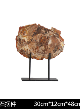 现新中式轻奢木化石屏风摆件样板楼装房处书柜书房软售饰品摆设