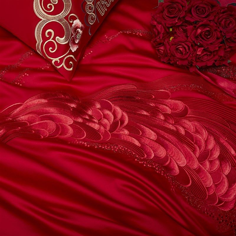 支全棉大红色婚庆刺绣结婚六十件套喜被子婚房床上用品,淘宝优惠券,粉丝福利购,淘宝优惠卷