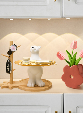 暴力熊进门口玄关钥匙收纳托盘摆件入户客厅隔断柜乔迁新居装饰品