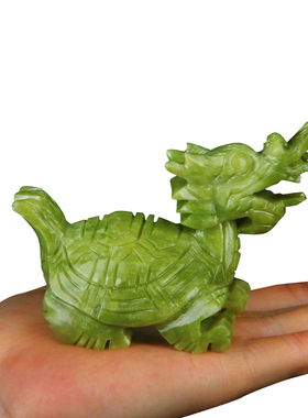 天招玉石龟创意玉雕母摆龙龟然财客厅子件