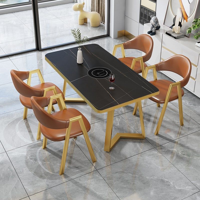 高端轻奢石板餐桌火锅桌炉商业串矩形餐厅餐桌和椅子组合,淘宝优惠券,粉丝福利购,淘宝优惠卷