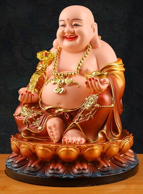 弥勒摆件厅肚笑佛家铺招财布袋店用客大树脂