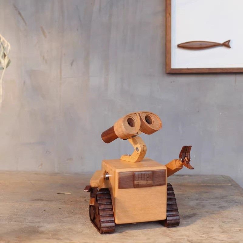 实木瓦力机器人存钱罐储蓄罐送孩子礼物乔迁搬家家居摆件装饰,淘宝优惠券,粉丝福利购,淘宝优惠卷