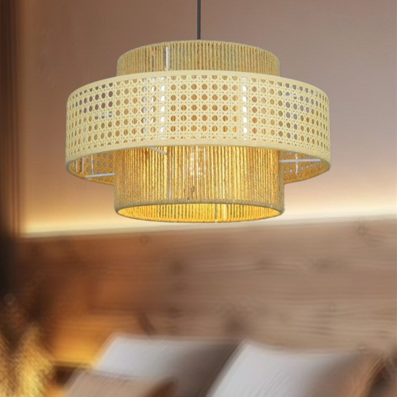 中式藤编吊灯藤艺餐饮间民宿客厅卧室覆古茶室麻绳日式餐厅吊灯,淘宝优惠券,粉丝福利购,淘宝优惠卷