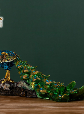 欧式创意孔雀摆件招财家居饰品客厅电视柜凤凰玄关美式软装装饰品