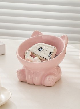 轻奢陶瓷入户玄关钥匙收纳摆件门口鞋柜托盘置物架放钥匙的收纳盒