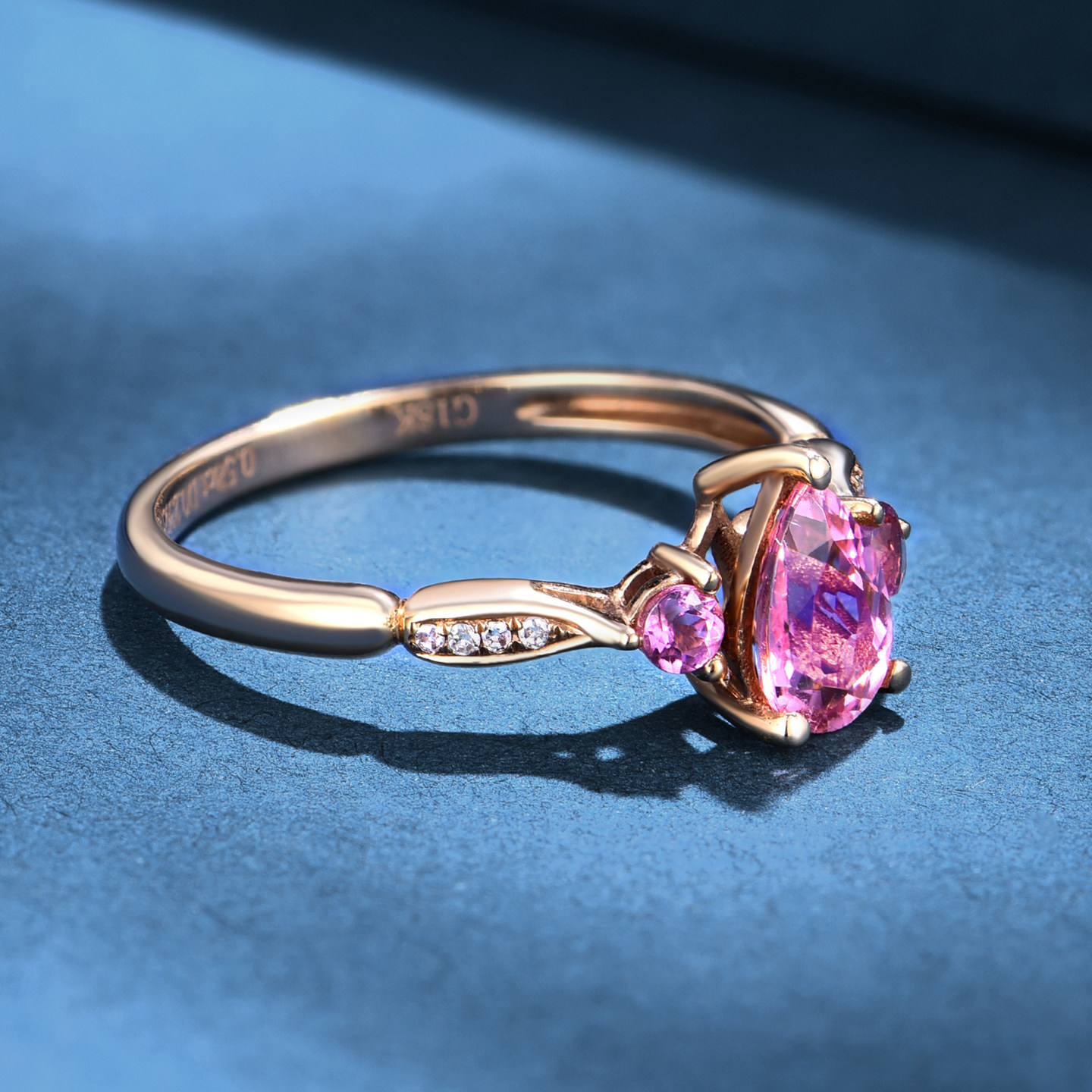 Natural colored gemstone 0.58 carat pink tourmaline ring