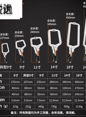 工地夹钢管用大力钳木工固定c型钳子快速夹持钳