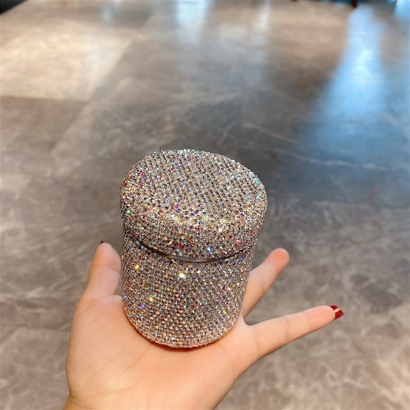 创意贴钻牙签筒棉签收纳盒家用餐厅圆形棉签筒潮新,淘宝优惠券,粉丝福利购,淘宝优惠卷