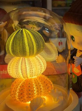 海胆灯y材料卧夜灯床头小室n眠灯桌面发光摆件睡s