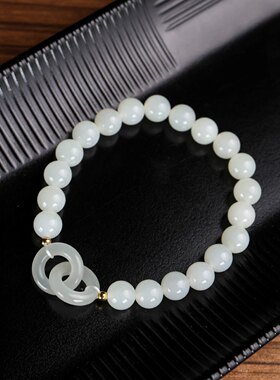 天然绿玉髓圆珠手链女款轻奢小众设计转运手串饰品