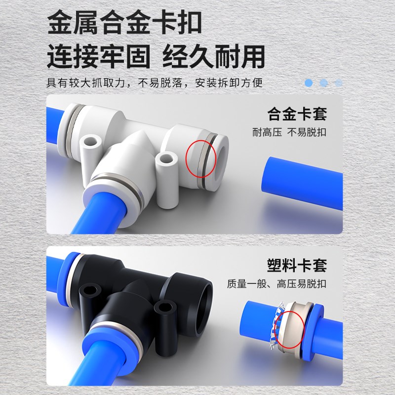 气管快速接头气动高压软管快插接头直通弯头三通四通五通6 8 10mm - 图2