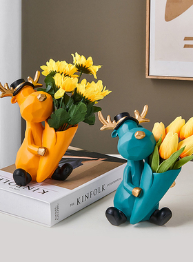 可爱创意麋鹿放钥匙收纳摆件x客厅玄关电视柜装饰品入户进门口摆