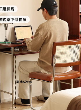 【小万家具】实木书桌复古家用办公电脑桌北欧小户型学生书桌