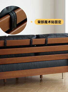 【小万家具】北欧复古实木软包床1.5m小户型1.8m主卧科技皮双人床