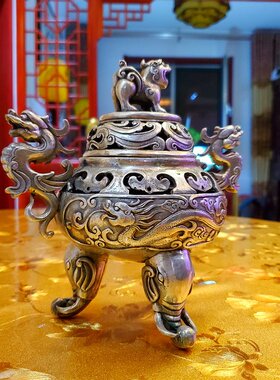 白铜神兽祥龙熏炉铜盘香炉塔香炉家居摆件茶室客厅线香炉