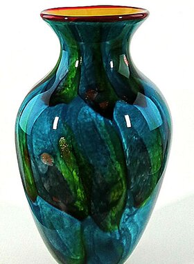 绿色新中式大插花瓶琉璃工艺品产地淄博客厅摆件家居饰品传统造型