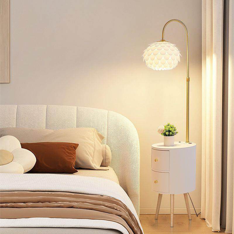 奶油风卧室床头柜台灯一体客厅沙发旁边的落地灯高颜值茶几带灯,淘宝优惠券,粉丝福利购,淘宝优惠卷