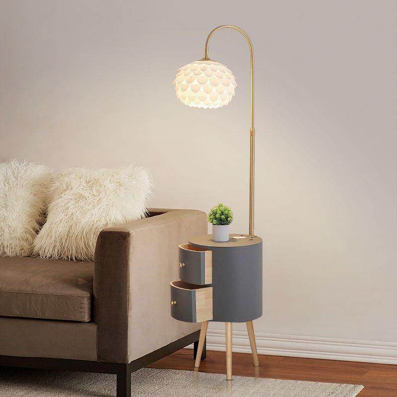 奶油风卧室床头柜台灯一体客厅沙发旁边的落地灯高颜值茶几带灯,淘宝优惠券,粉丝福利购,淘宝优惠卷